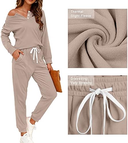 WIHOLL Two Piece Outfits for Women Lounge Sets Button Down Sweatshirt Sweatpants Sweatsuits Set with Pockets - Image 4