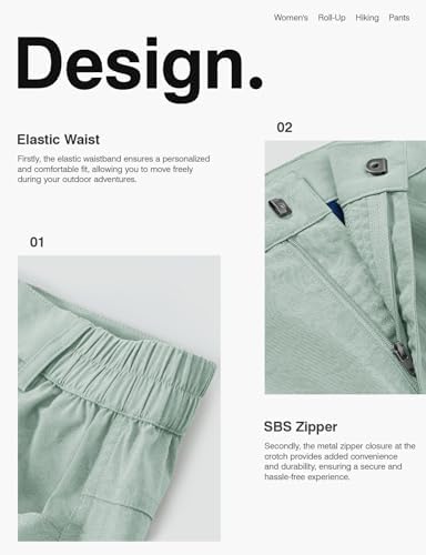 TBMPOY Women's Hiking Pants Quick Dry Convertible Lightweight Roll Up Cargo Pockets Travel Essentials Waterproof Work - Image 5