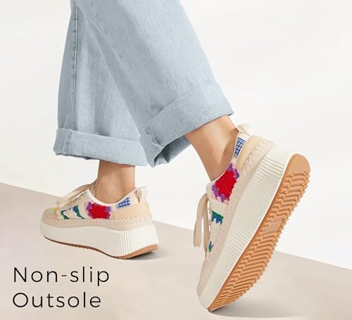 LUCKY STEP Women's Platform Sneakers Rhinestone Fashion Chunky Casual Sparkly Retro Braided Walking Shoes - Image 4