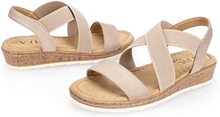 VJH confort Women's Flat sandals, Comfort Slip-on Elastic ankle strap Slingback Light Weight Casual Walking Sandals - Image 5