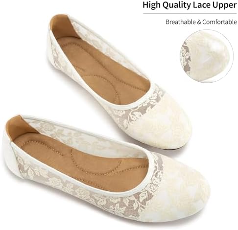 Ballet Flats for Women Shoes: Black 8 Comfortable Breathable Lace Dressy Flats - Ladies Wedding Flat Casual Work Shoes - Image 4