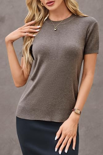 Arach&Cloz Women's Wool Blend Loose Fit Soft Summer Sweater Short Sleeve Crew Neck Casual Pullover Tops Trendy Outfits 2025 - Image 7
