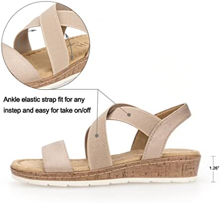 VJH confort Women's Flat sandals, Comfort Slip-on Elastic ankle strap Slingback Light Weight Casual Walking Sandals - Image 2