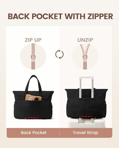 LOVEVOOK Tote Bag for Women,Light Puffer Tote Bag with Multi-pockets,Stylish Carry on Laptop Bags for Daily,Travel,Work,Gym - Image 5