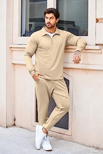 COOFANDY Men's Tracksuit 2 Piece Quarter Zip Polo Athletic Sweatsuits Casual Running Jogging Sport Suit Sets - Image 7