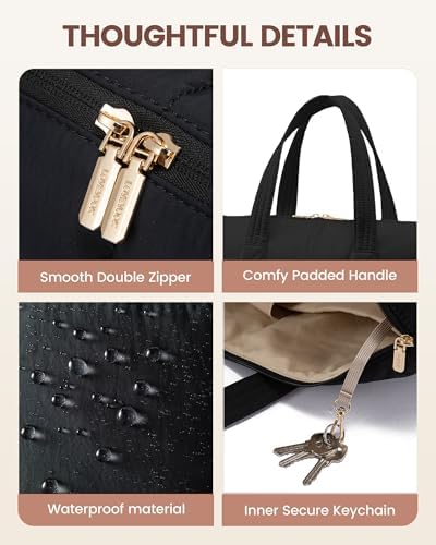 LOVEVOOK Tote Bag for Women,Light Puffer Tote Bag with Multi-pockets,Stylish Carry on Laptop Bags for Daily,Travel,Work,Gym - Image 8