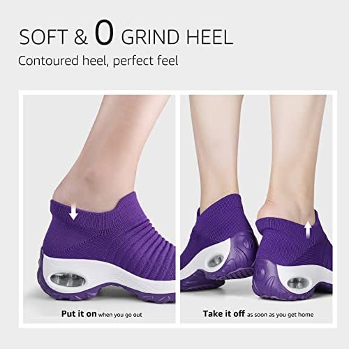 STQ Walking Shoes Women Slip on Sneakers Non Slip Work Air-Cushion Arch Support Tennis Plantar Fasciitis Orthopedic Breathable Mesh Comfortable Ladies Nursing - Image 6