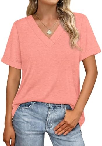 WIHOLL Womens Summer Tops Short Sleeve Basic Casual V Neck T Shirts Trendy Fashion 2025 - Image 4