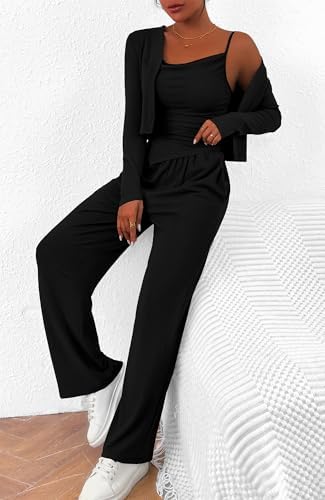 BTFBM Women's Fall Lounge Sets 3 Piece Outfit Tracksuits Casual Long Sleeve Tops High Waisted Sweatpants Set - Image 6