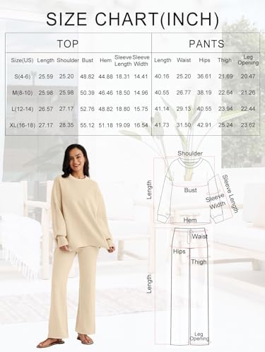 LILLUSORY Women 2 Piece Outfits Sweatsuit Oversized Knit Pullover Sweater Tops Wide Leg Pants Lounge Set - Image 6
