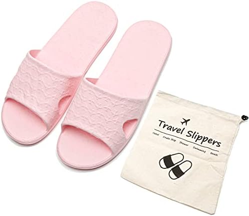 Anmerl Travel Slippers for Women and Men, Portable Foldable Slippers with Cotton Storage Bag, Soft Comfy Non-Slip Quick Dry House Bathroom Shower Shoes Spa Gym Swimming Beach Sandals