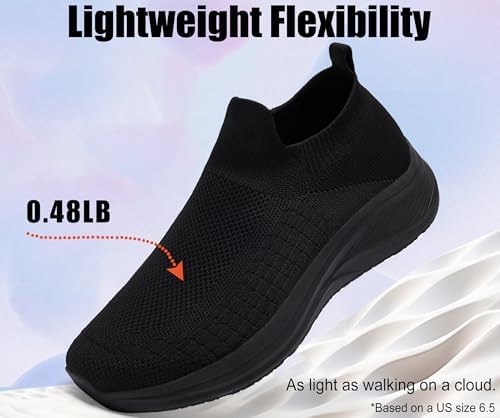 Women's Wide Slip On Walking Shoes Non-Slip Socks Shoe Lightweight Breathable Mesh Sneakers for Everyday Comfort & Style | Perfect for Work Travel - Image 4