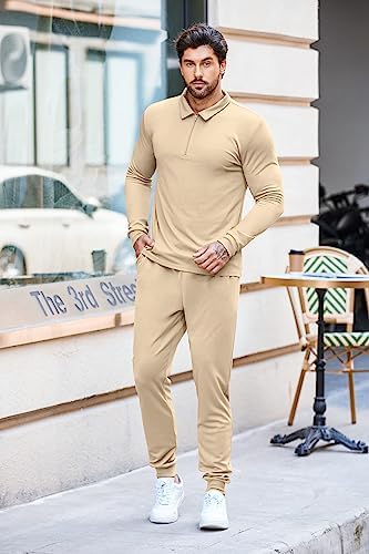 COOFANDY Men's Tracksuit 2 Piece Quarter Zip Polo Athletic Sweatsuits Casual Running Jogging Sport Suit Sets - Image 4