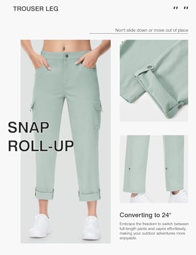 TBMPOY Women's Hiking Pants Quick Dry Convertible Lightweight Roll Up Cargo Pockets Travel Essentials Waterproof Work - Image 2