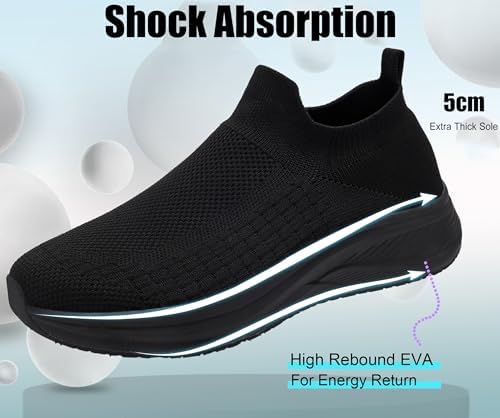 Women's Wide Slip On Walking Shoes Non-Slip Socks Shoe Lightweight Breathable Mesh Sneakers for Everyday Comfort & Style | Perfect for Work Travel - Image 2