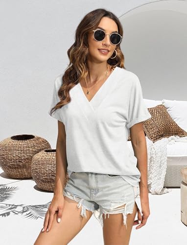 T Shirts Short Sleeve V Neck Tees Womens Tops Beach Vacation Fashion Clothes 2025 Casual Summer Spring Outfits - Image 4