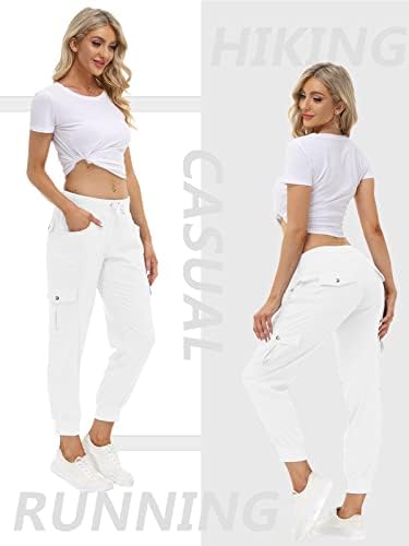 MoFiz Women's Lightweight Hiking Cargo Pants Outdoor Quick Dry Casual Travel Sweatpants Joggers Elastic Waist Button Pockets - Image 3