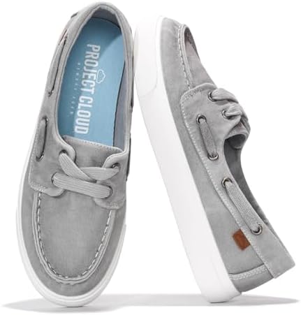 Project Cloud Sneakers for Women - Memory Foam Spring Shoes for Women Footwear - Slip-On Boat Shoes - Non Slip Fashion Sneakers - Lightweight Loafers (Seasalt)