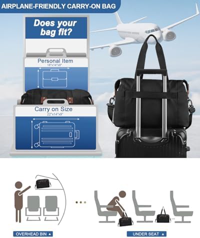 Travel Duffle Bag, Waterproof Weekender Overnight Hospital Bags for Women Men with Toiletry Bag Lightweight Carry on Personal Item Duffle Gym Bag for Travel, Airplanes, Sports - Image 7