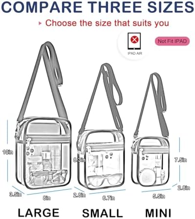 USPECLARE Clear Purse Stadium Clear Messenger Bag Stadium Approved for Men and Women Clear CrossBody Bag - Image 3