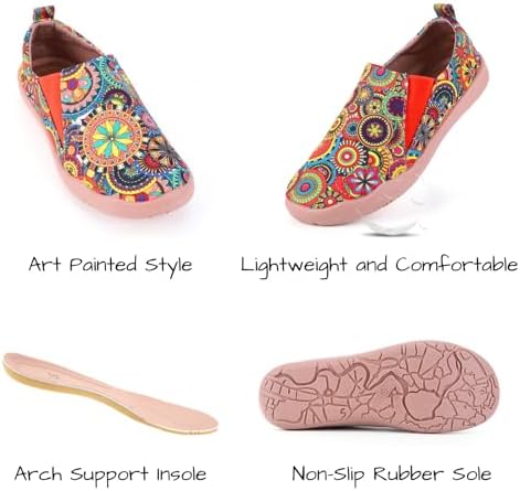 Women's Art Painted Casual Loafers, Extra Wide Slip-on Diabetic Shoes for Women, Comfortable Canvas Arch Support Walking Shoes - Image 4