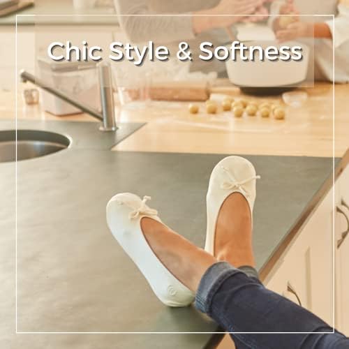 isotoner Women's Satin Ballerina Slippers with Soft Tie Bow and Suede Sole - Image 6