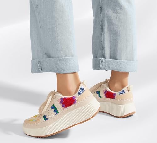 LUCKY STEP Women's Platform Sneakers Rhinestone Fashion Chunky Casual Sparkly Retro Braided Walking Shoes - Image 8