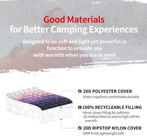 zzlamb Puffy Camping Blanket, Outdoor Lightweight Travel Blanket Portable Down Alternative, Windproof Warm Cloak with Snaps, Cozy Quilt Picnic RV Plane Car Hammock Beach Climbing - Image 5