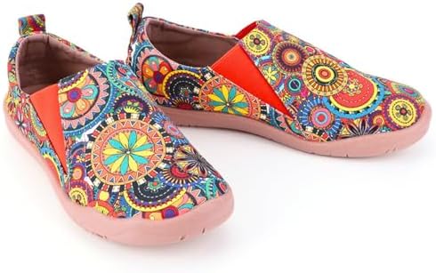 Women's Art Painted Casual Loafers, Extra Wide Slip-on Diabetic Shoes for Women, Comfortable Canvas Arch Support Walking Shoes - Image 3