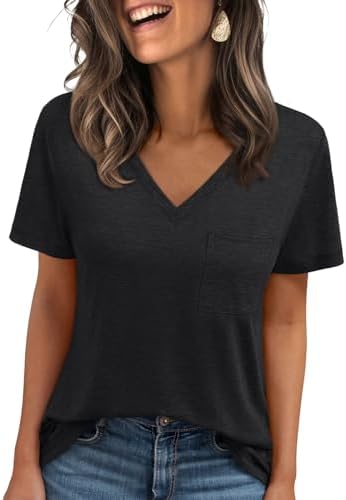 AUTOMET T Shirts for Women Short Sleeve Shirts V Neck Plus Size Summer Tops Casual Beach Vacation Outfits Clothes 2025