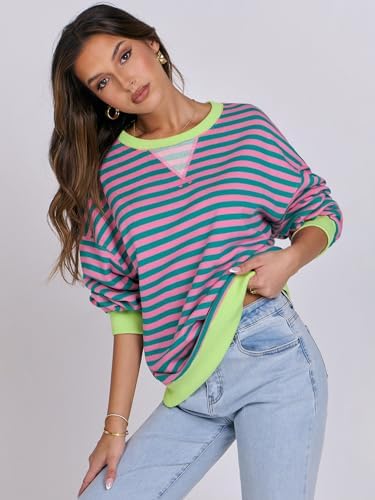 ANRABESS Women Striped Oversized Sweatshirt Crewneck Long Sleeve Shirts Hoodies 2025 Summer Fashion Pullover Top Y2K Outfits - Image 6