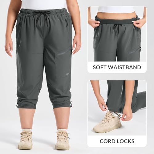 baleaf Plus Size Pants for Women Hiking Cargo Water Resistant UPF 50+ Cargo Joggers Zipper Pockets - Image 6