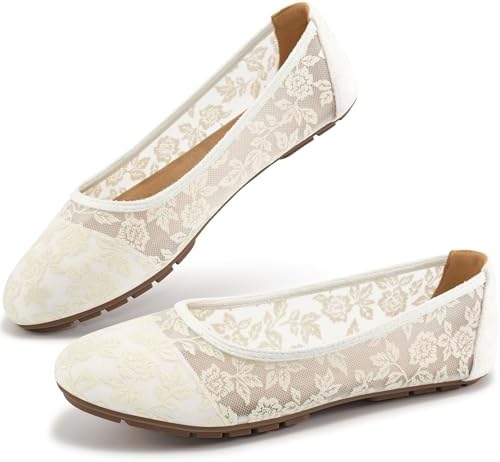 Ballet Flats for Women Shoes: Black 8 Comfortable Breathable Lace Dressy Flats - Ladies Wedding Flat Casual Work Shoes - Image 7