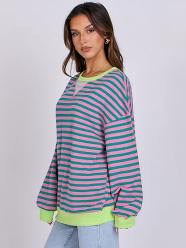 ANRABESS Women Striped Oversized Sweatshirt Crewneck Long Sleeve Shirts Hoodies 2025 Summer Fashion Pullover Top Y2K Outfits - Image 8