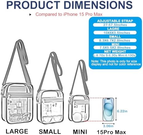 USPECLARE Clear Purse Stadium Clear Messenger Bag Stadium Approved for Men and Women Clear CrossBody Bag - Image 4