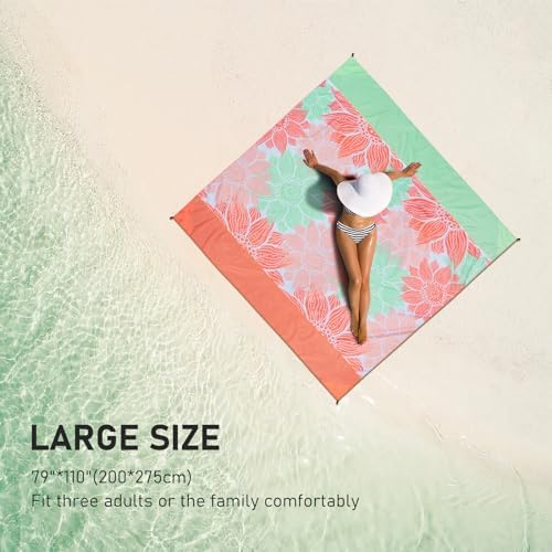 Beach Blanket Waterproof Sandproof Extra Large Beach Mat 79" X 83"/120"x108"for 1-8 Adults Quick Drying Durable Outdoor Picnic Mat for Beach Travel Camping Hiking - Image 6