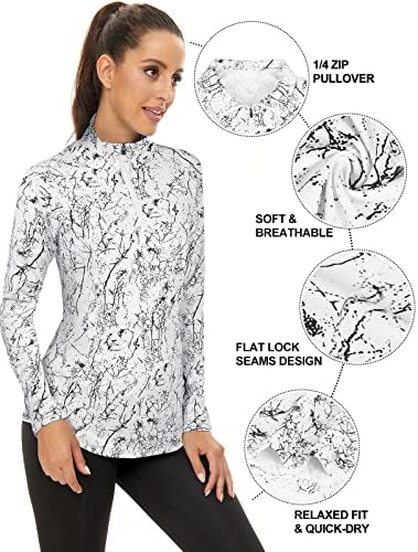 LURANEE Womens UPF 50+ Long Sleeve 1/4 Zip Pullover Athletic Hiking Running Workout Tops - Image 5