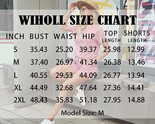 WIHOLL Two Piece Outfits for Women Lounge Sets Button Down Top and Shorts Set Sweatsuits with Pockets - Image 5