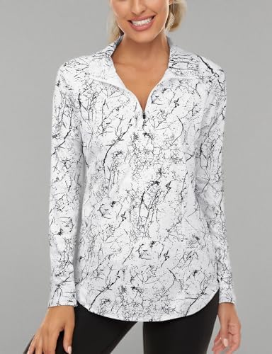 LURANEE Womens UPF 50+ Long Sleeve 1/4 Zip Pullover Athletic Hiking Running Workout Tops - Image 6