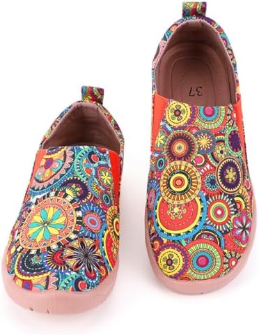 Women's Art Painted Casual Loafers, Extra Wide Slip-on Diabetic Shoes for Women, Comfortable Canvas Arch Support Walking Shoes - Image 2
