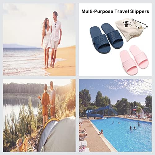 Anmerl Travel Slippers for Women and Men, Portable Foldable Slippers with Cotton Storage Bag, Soft Comfy Non-Slip Quick Dry House Bathroom Shower Shoes Spa Gym Swimming Beach Sandals - Image 6