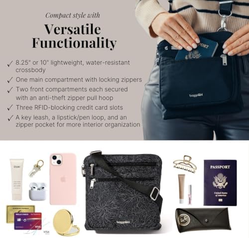 Baggallini Securtex Anti-Theft Crossbody 8.25" Small / 10" Large Travel Purse with RFID Card Slots & Cut-Resistant Strap - Image 4