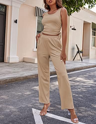 Ekouaer Women's 3 Piece Knit Lounge Set Pajama Long Sleeve Cardigan Sleeveless Top Pants Sweatsuit S-XXL - Image 2