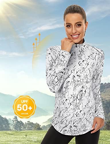 LURANEE Womens UPF 50+ Long Sleeve 1/4 Zip Pullover Athletic Hiking Running Workout Tops - Image 2