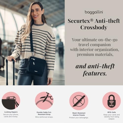 Baggallini Securtex Anti-Theft Crossbody 8.25" Small / 10" Large Travel Purse with RFID Card Slots & Cut-Resistant Strap - Image 2