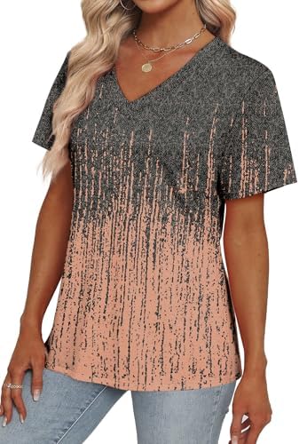 Alaroo Womens Summer Tops 2025 V Neck Short Sleeve Shirts Trendy Dressy Casual Vacation Outfits Printed - Image 3