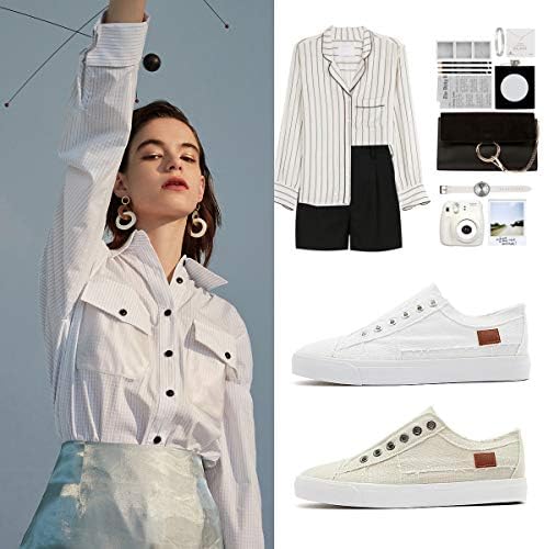 Women's Slip on Shoes Non Slip Fashion Canvas Sneakers Low Top Casual Shoes - Image 4