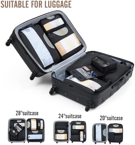Veken 8 Set Packing Cubes for Travel Essentials, Suitcase Organizer Bags Set for Luggage, Road Trip Travel Accessories in 4 Sizes (Extra Large, Large, Medium, Small), Black - Image 6