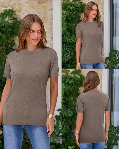 Arach&Cloz Women's Wool Blend Loose Fit Soft Summer Sweater Short Sleeve Crew Neck Casual Pullover Tops Trendy Outfits 2025 - Image 5