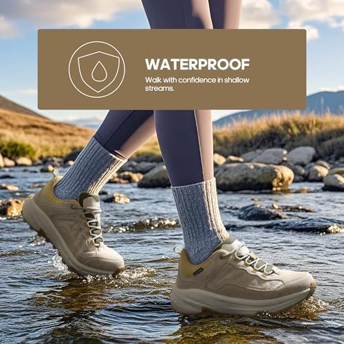 NORTIV 8 Women's Waterproof Hiking Shoes with Arch Support Outdoors Leather Walking Trekking Camping Tennis Workout Cross Training Sneakers Wicklow - Image 2